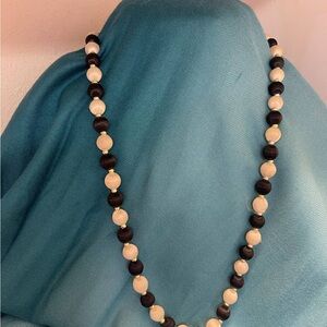 Elegant Black and Cream Beaded Necklace